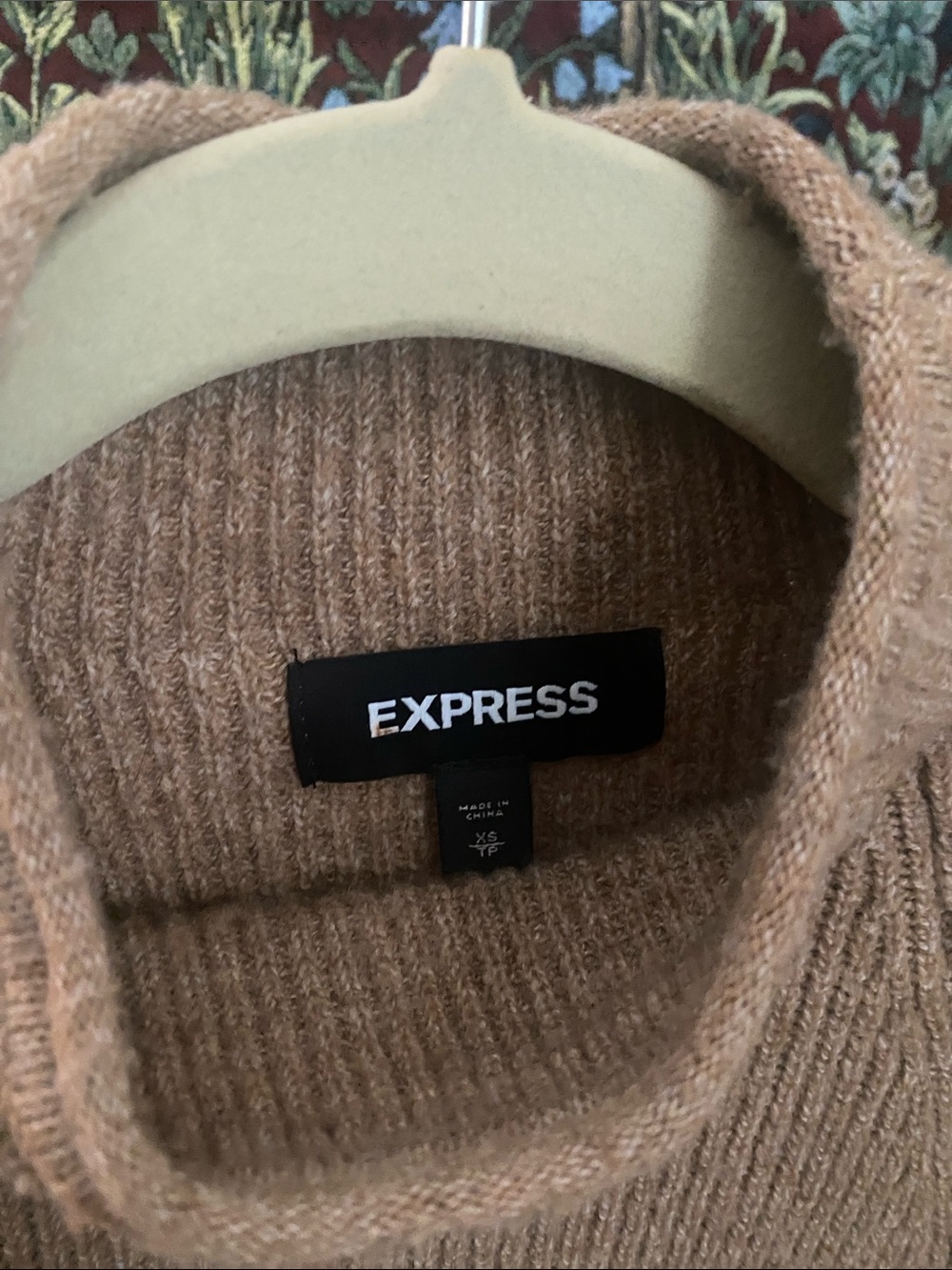 Express Camel Brown Ribbed Turtleneck Sweater